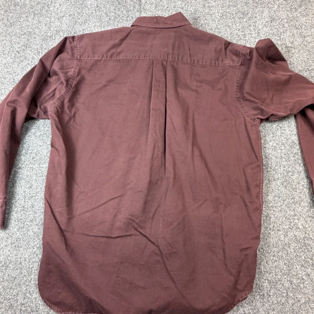 VTG Banana Republic Mens Large Burgundy Cotton Button Down Long Sleeve Shirt